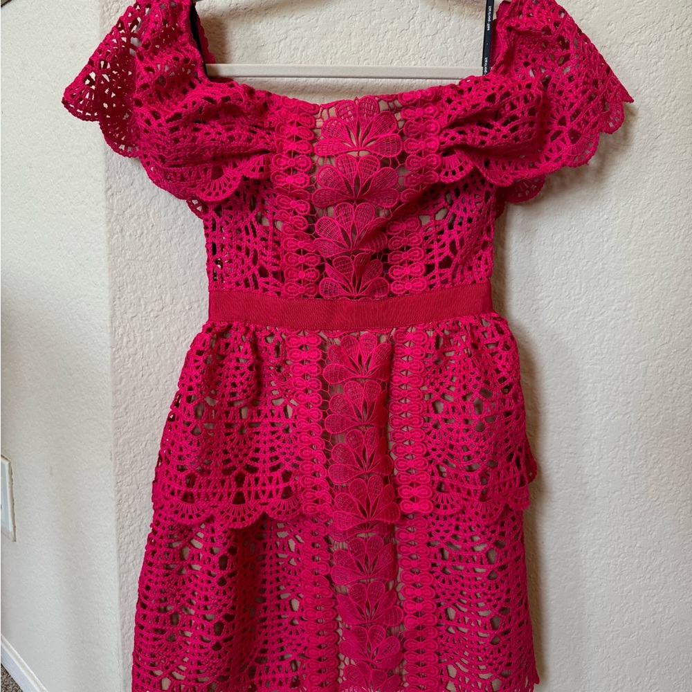 Self-Portrait Strapless Pink Lace Dress - Picture 3 of 7
